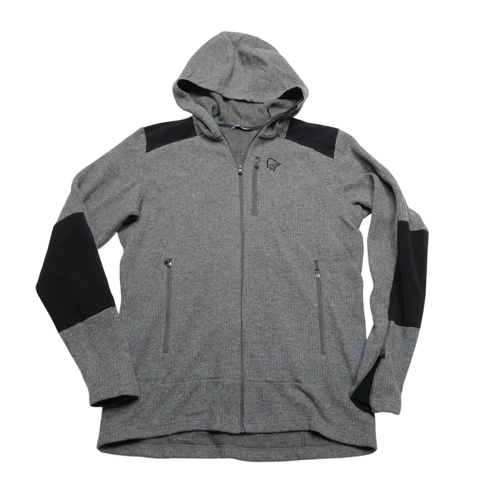 Norrøna Hoodie Mens Large Gray Tamok Warm Wool2 Zip Hood Jacket Mercury